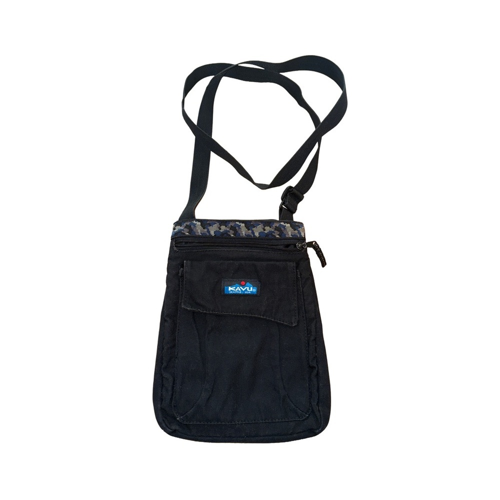 Unisex Kavu Black and Blue Camo Messenger Crossbody Bag